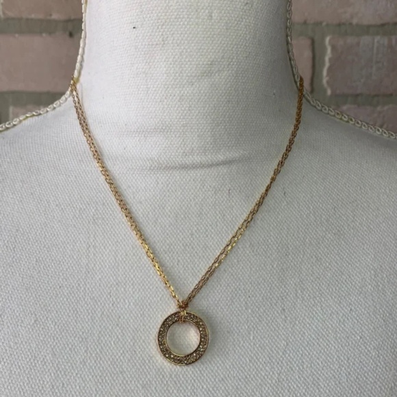 Gold Double-Layer Circle Pendant Necklace